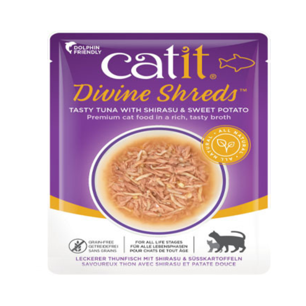 Catit Divine Shreds, Tuna with Shirasu & Sweet Potato 75g